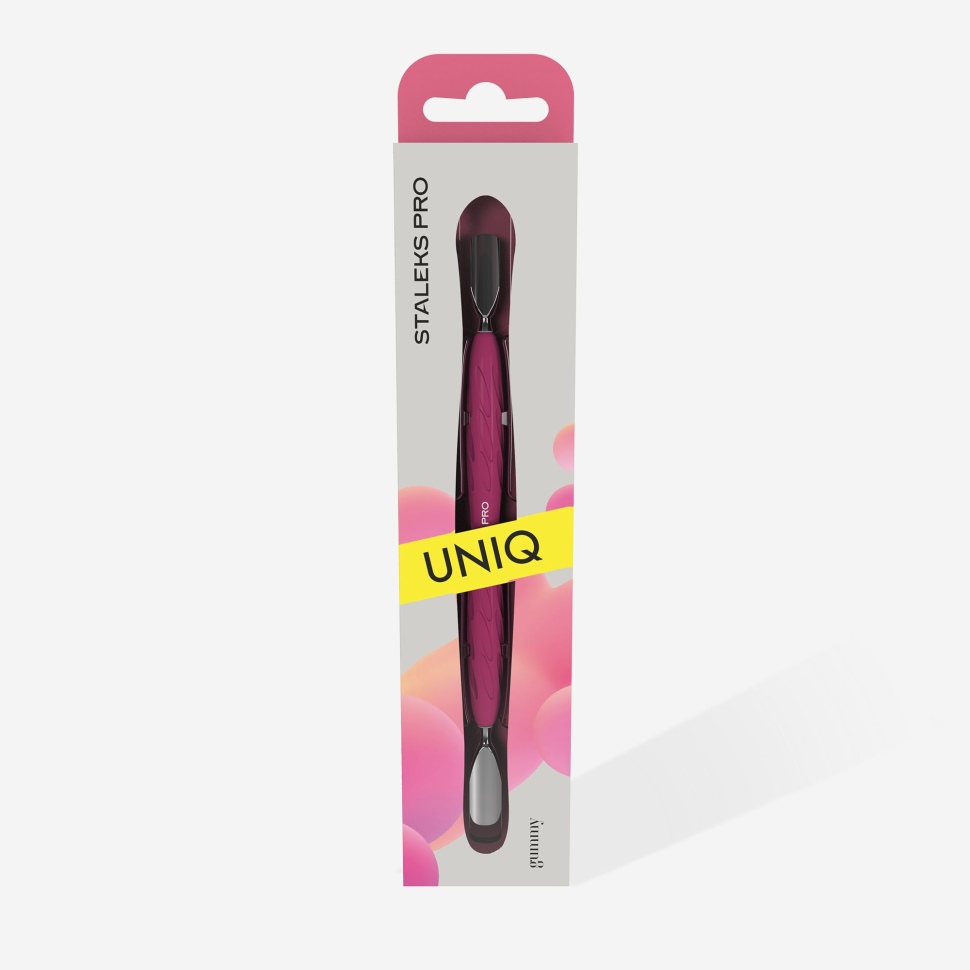 Manicure pusher with silicone handle “Gummy” UNIQ 10 TYPE 1 (wide rounded pusher + narrow rounded pusher) New