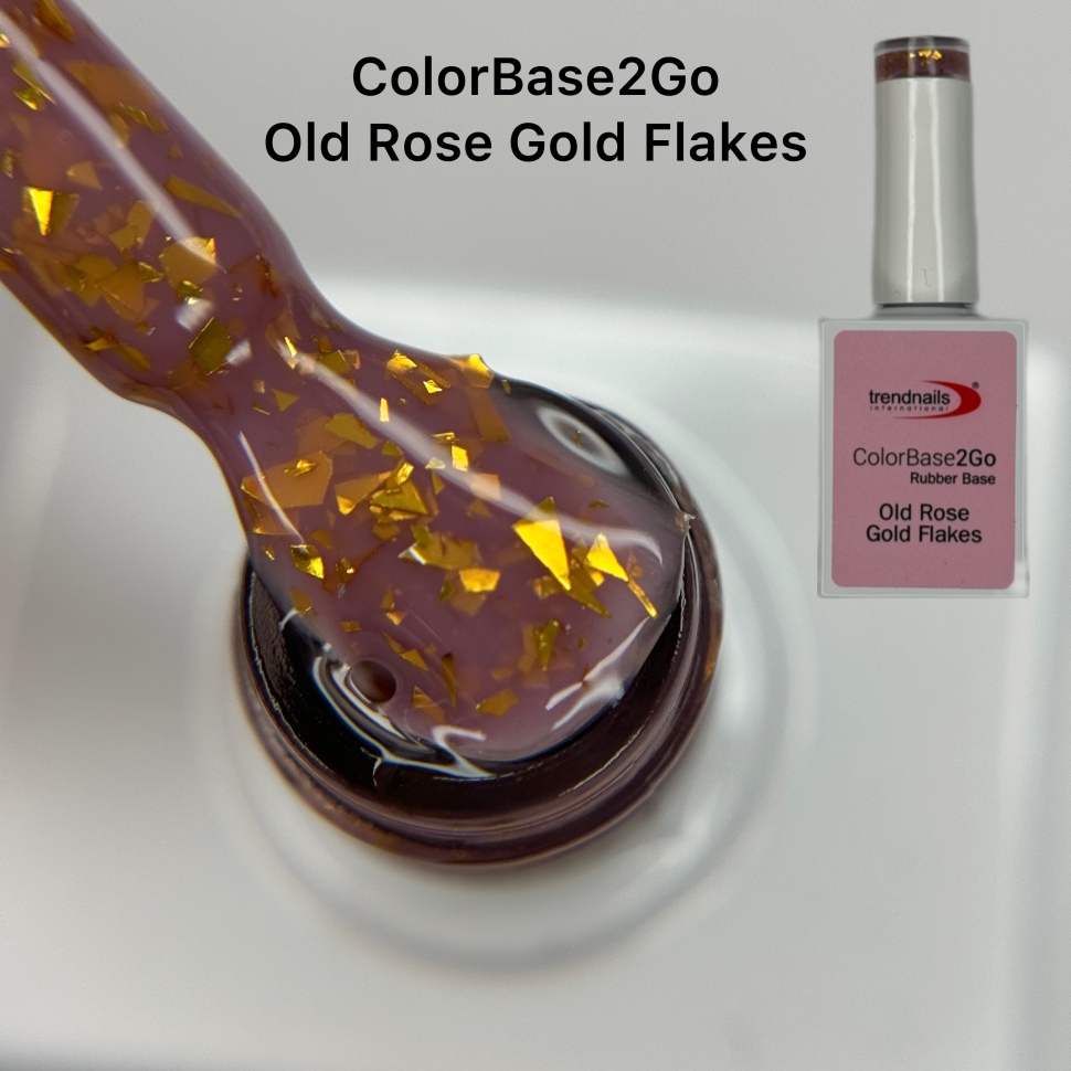 ColorBase2Go - Old Rose Gold Flakes Руббер База эластичная 15мл от Trendnails