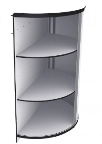 Semi-circular cupboard with 2 shelves