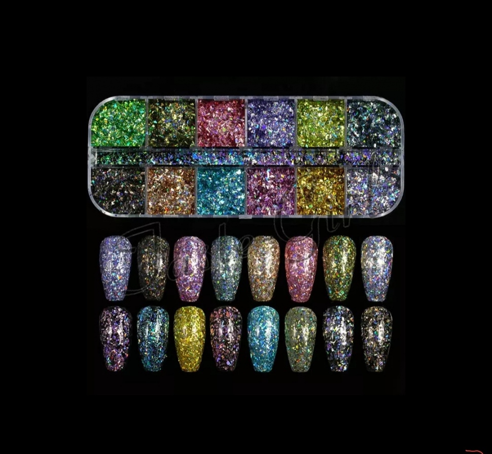 Nail art glitter set 12 colors