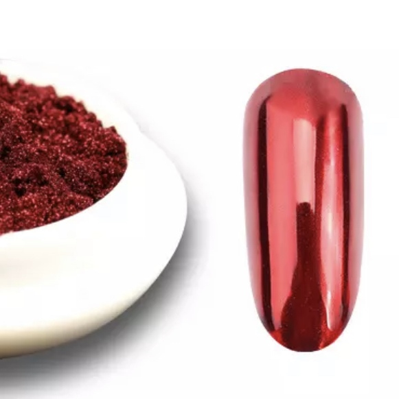 Chrom Pulver Pigment "rot-perlmutt" mit Schwämmchen
