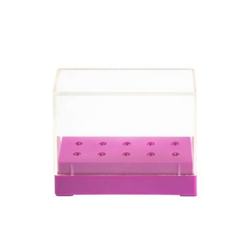 Fräserbox mit Deckel für 10 Fräseraufsätze rosa