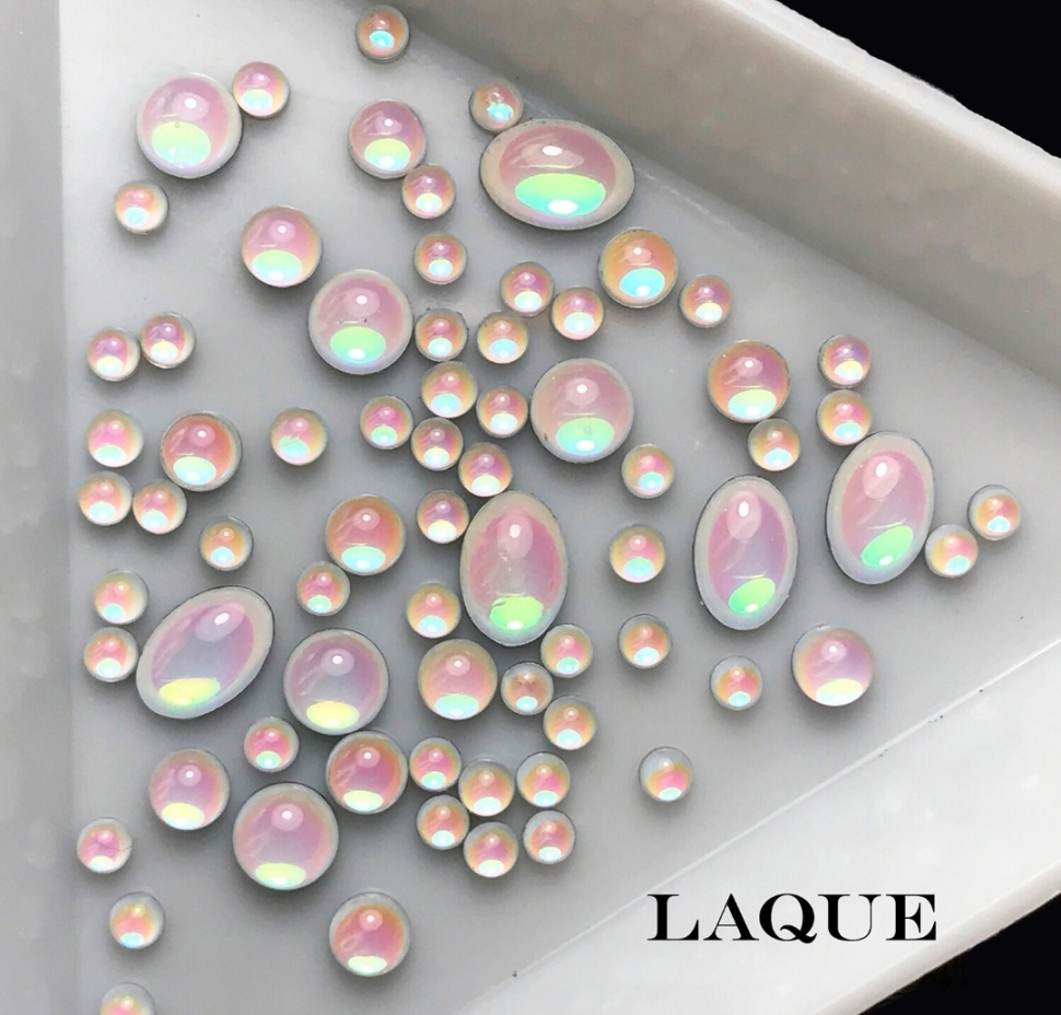 MIX Perlen für Nailart White Opal (oval) von Laque (verblassen nicht)