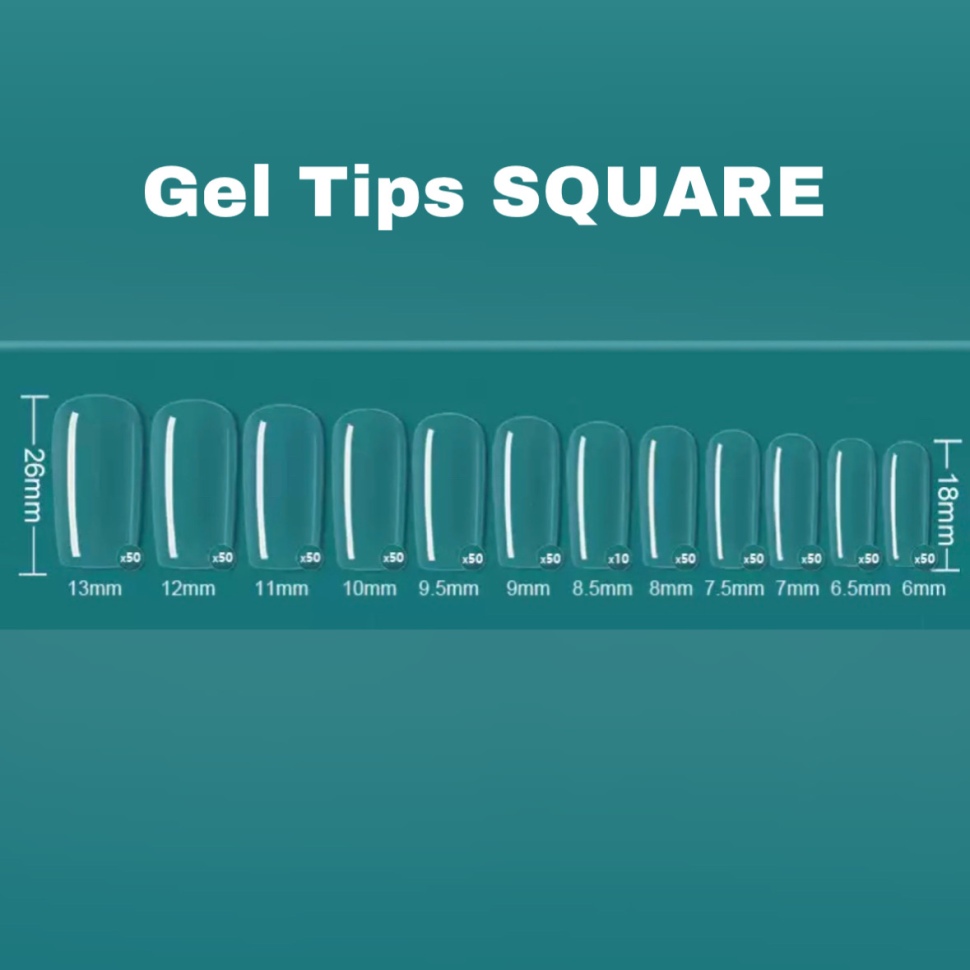 GelNageltips klar klassischer Quadrat (Square) Ultra dünn elastisch und stabil 24 Stk.