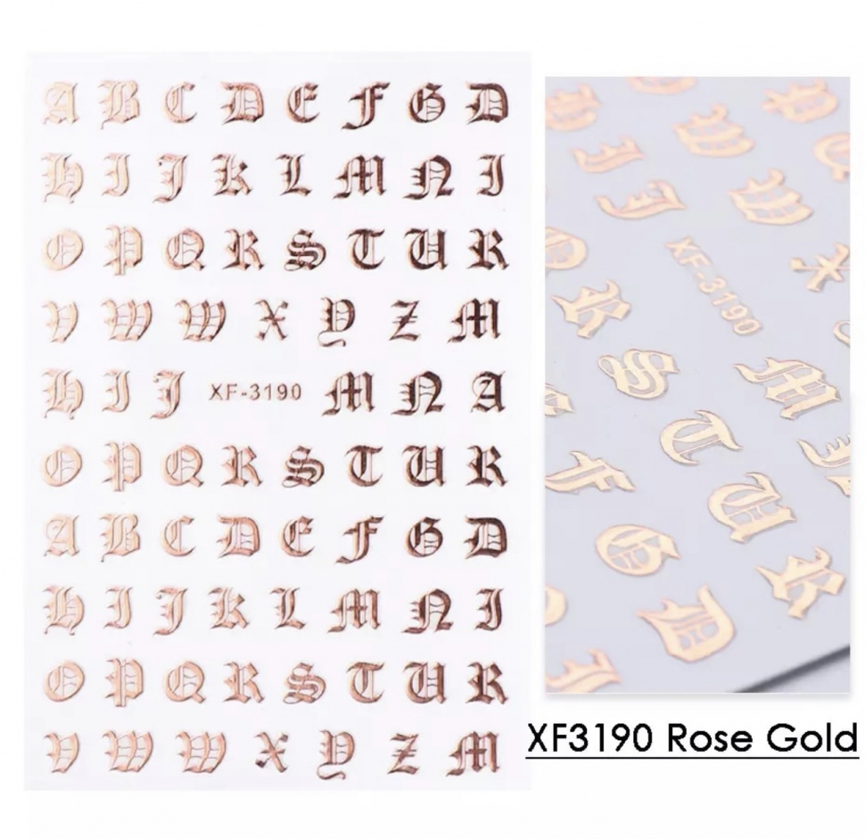 Sticker selbstklebend Buchstaben in gold rosé
