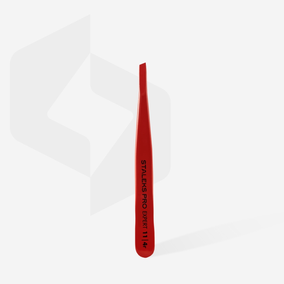 Tweezers for eyebrows TE-11/4r (red) STALEKS PRO EXPERT
