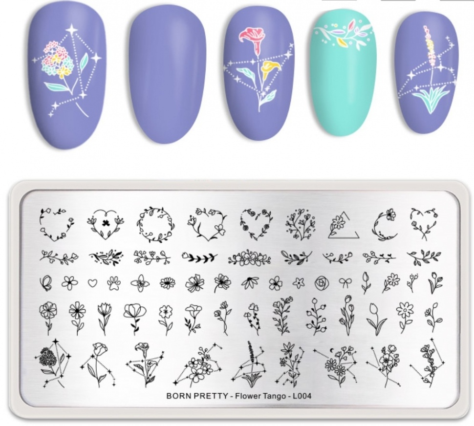 Stamping plate stencil flowers FTL004