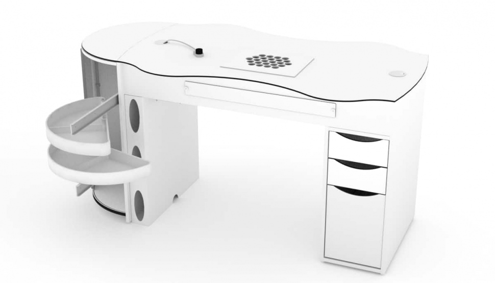 Сконфигурируйте модель ногтевого стола "FantasTisch". Стол для ногтей можно отрегулировать с помощью более 10 расширений. Одна из самых продаваемых моделей