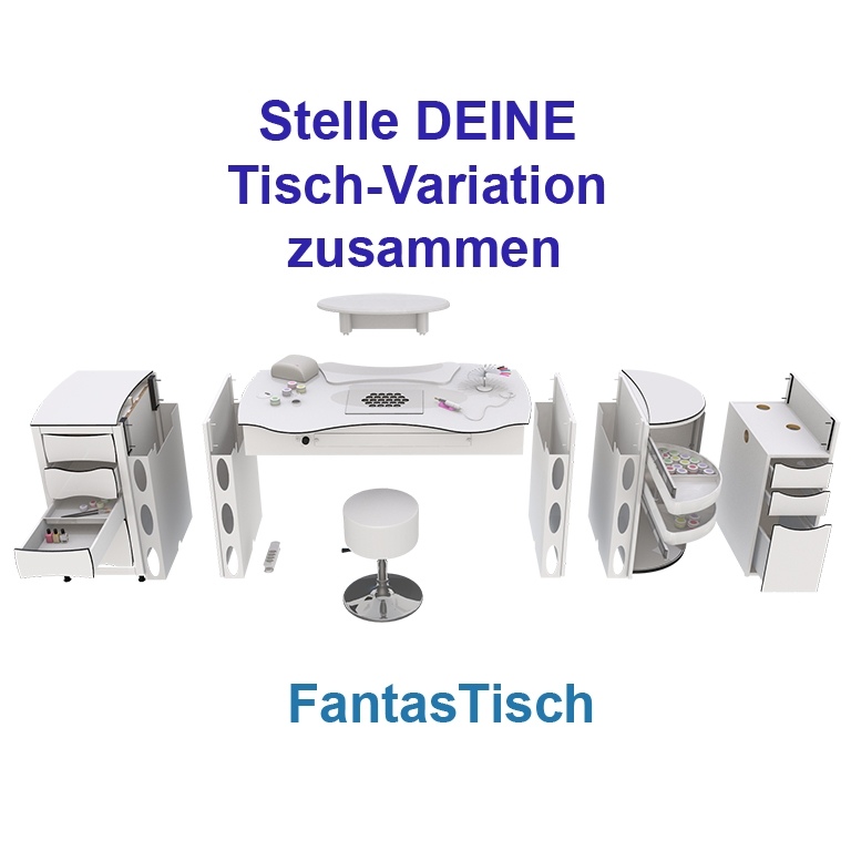 Configure your nail table model "FantasTisch" The nail table can be adjusted with over 10 extensions. One of the best-selling models