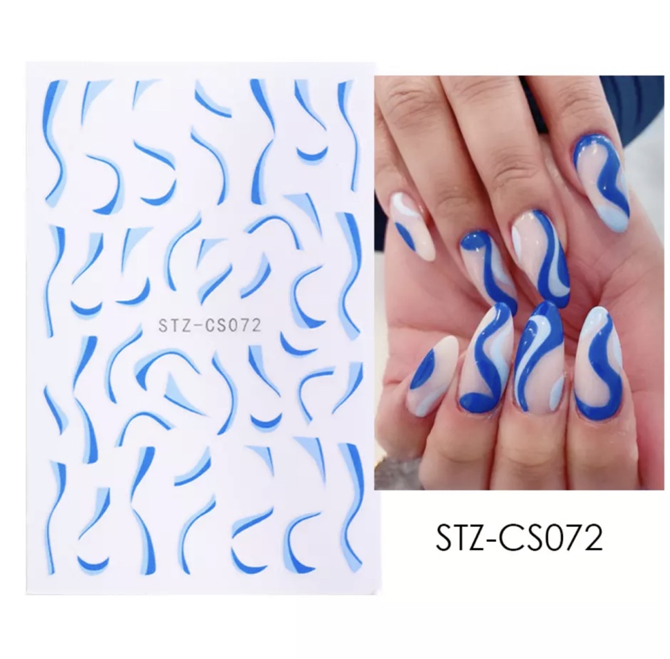 Sticker selbstklebend abstrakte blaue Wellen