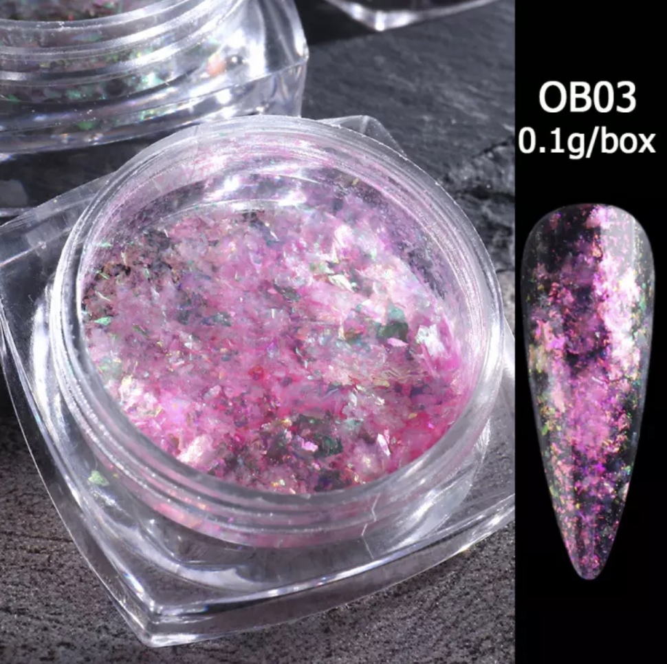 Glitter Flocken opal Holographie ROSA