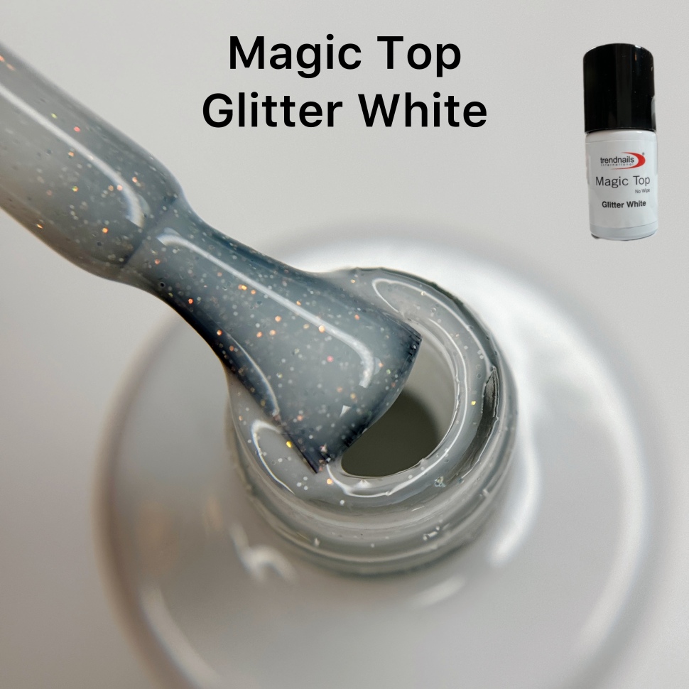 Magic Top No Wipe Versiegler Glitter White (Glanzgel ohne Schwitzschicht) 10ml von Trendnails