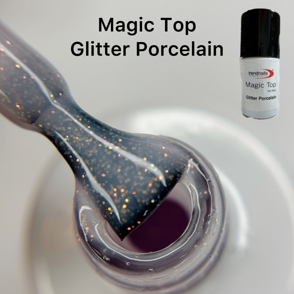 Magic Top No Wipe Versiegler Glitter Porcelain (Glanzgel ohne Schwitzschicht) 10ml von Trendnails
