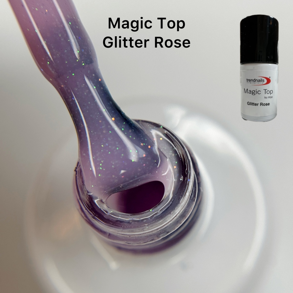Magic Top No Wipe Versiegler Glitter Rose (Glanzgel ohne Schwitzschicht) 10ml von Trendnails