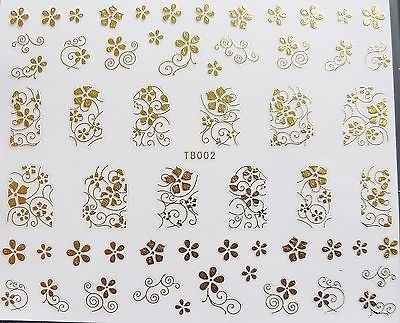 Sticker 3D Design Blumen in gold TB002