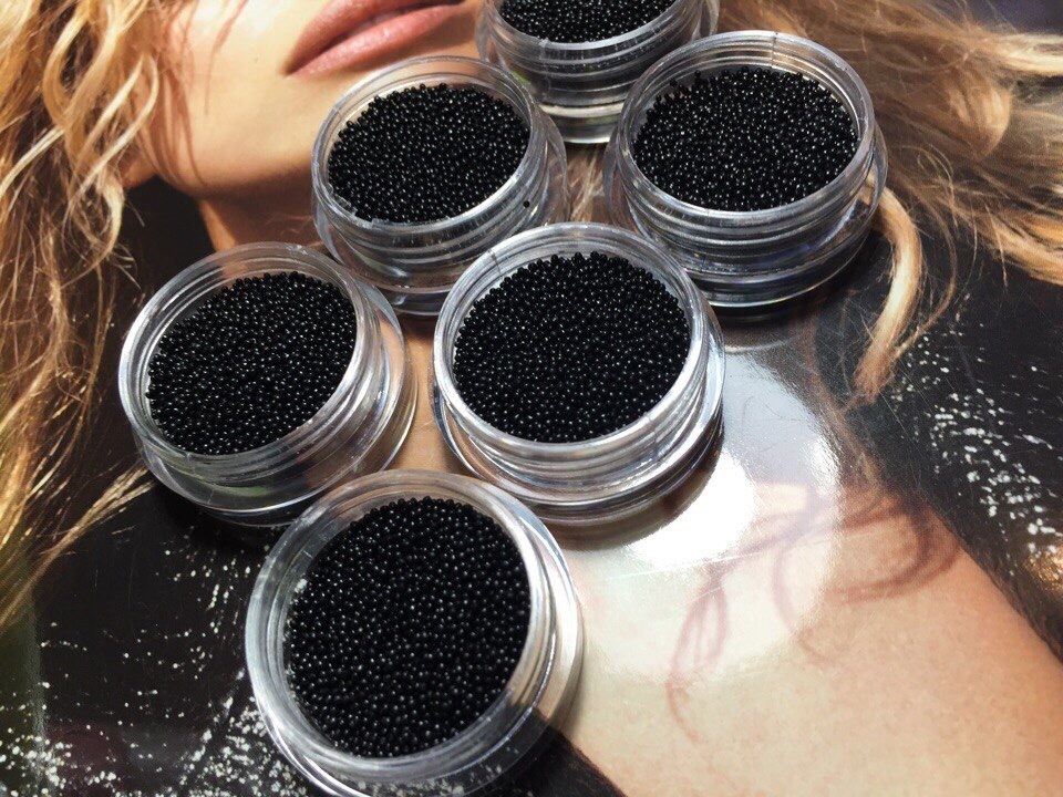 Caviar Beads Schwarz (Metall Mini Perlen) Gr. 0,25 - 0,4 mm  1