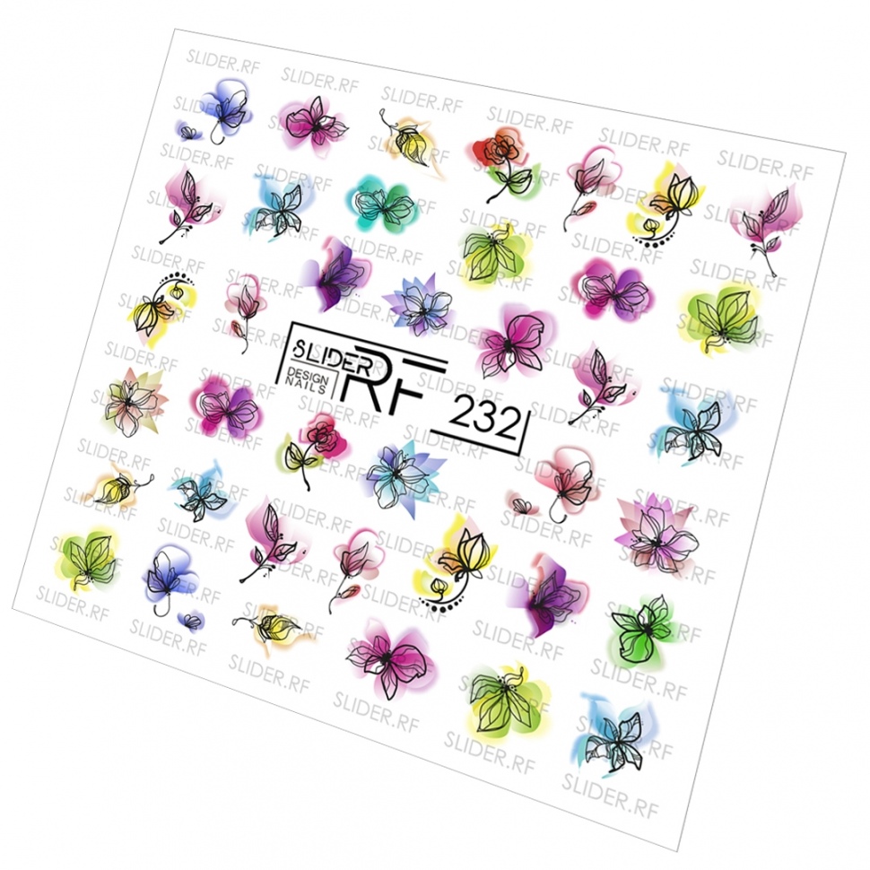 Sticker Design RF232 Flowers (Water Soluble Stickers) Слайдер