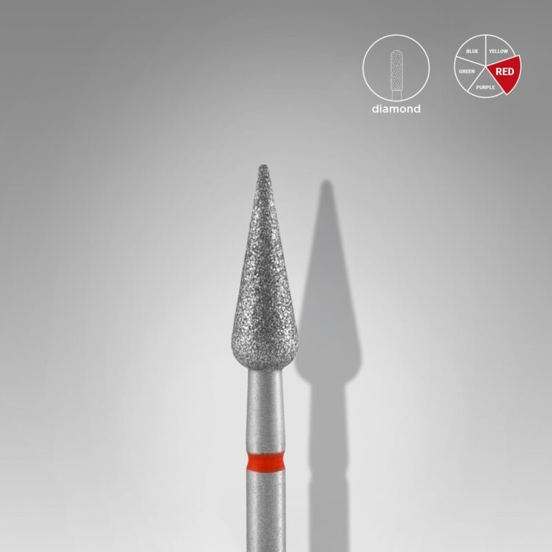Fräseraufsatz Spitzbirne Diamant Bit fein (rot) 4 mm Arbeitsteil 12 mm von STALEKS