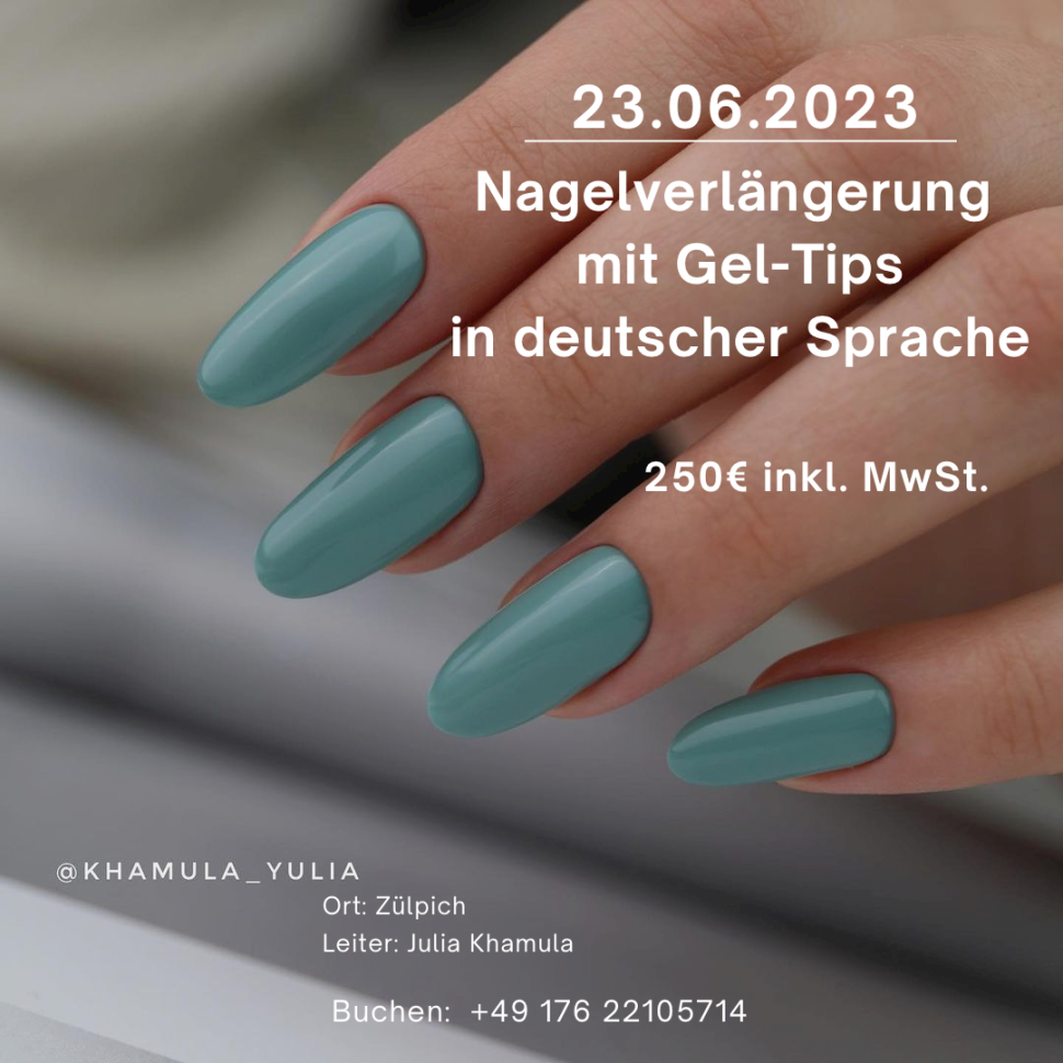 Kurs mit Geltips (live) bei Julia Khamula (Dauer 8 Std.) in 53909 Zülpich am 23.06.2023 mit deutscher Übersetzung 